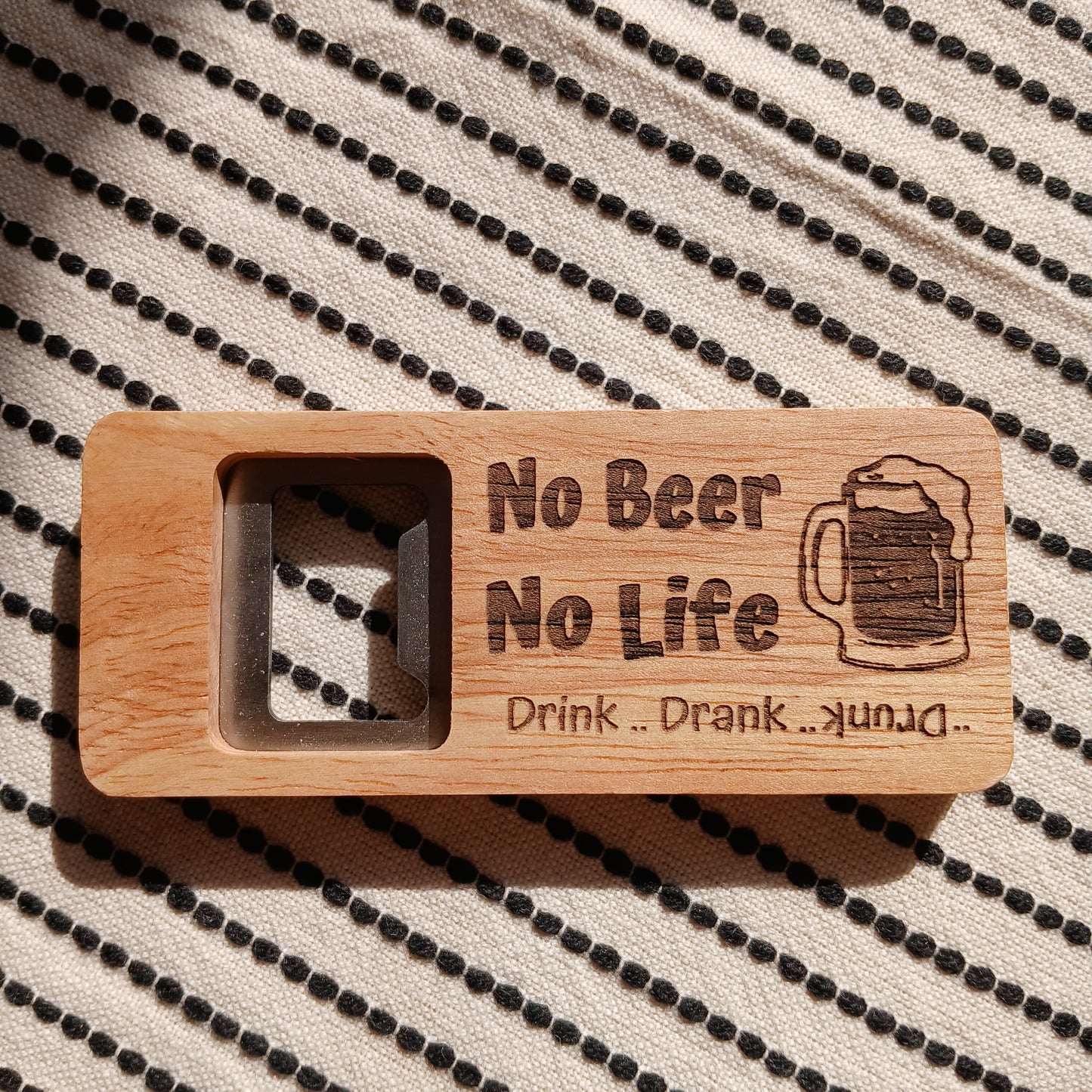 DON'T WORRY BEER HAPPY WOODEN BOTTLE OPENER