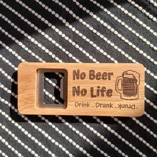 DON'T WORRY BEER HAPPY WOODEN BOTTLE OPENER