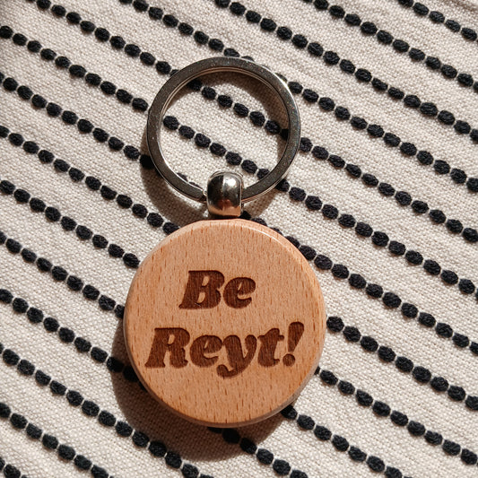 Yorkshire Slang Wooden Round Key Ring for Gifts and Souvenir