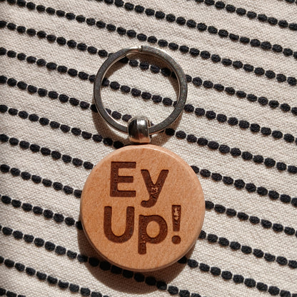 Yorkshire Slang Wooden Round Key Ring for Gifts and Souvenir