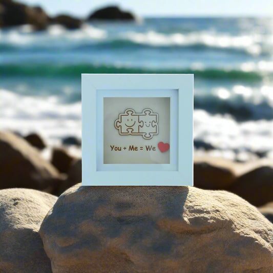 LOVE FITS US TOGETHER : YOU+ME=WE ARTWORK WOOD FRAME
