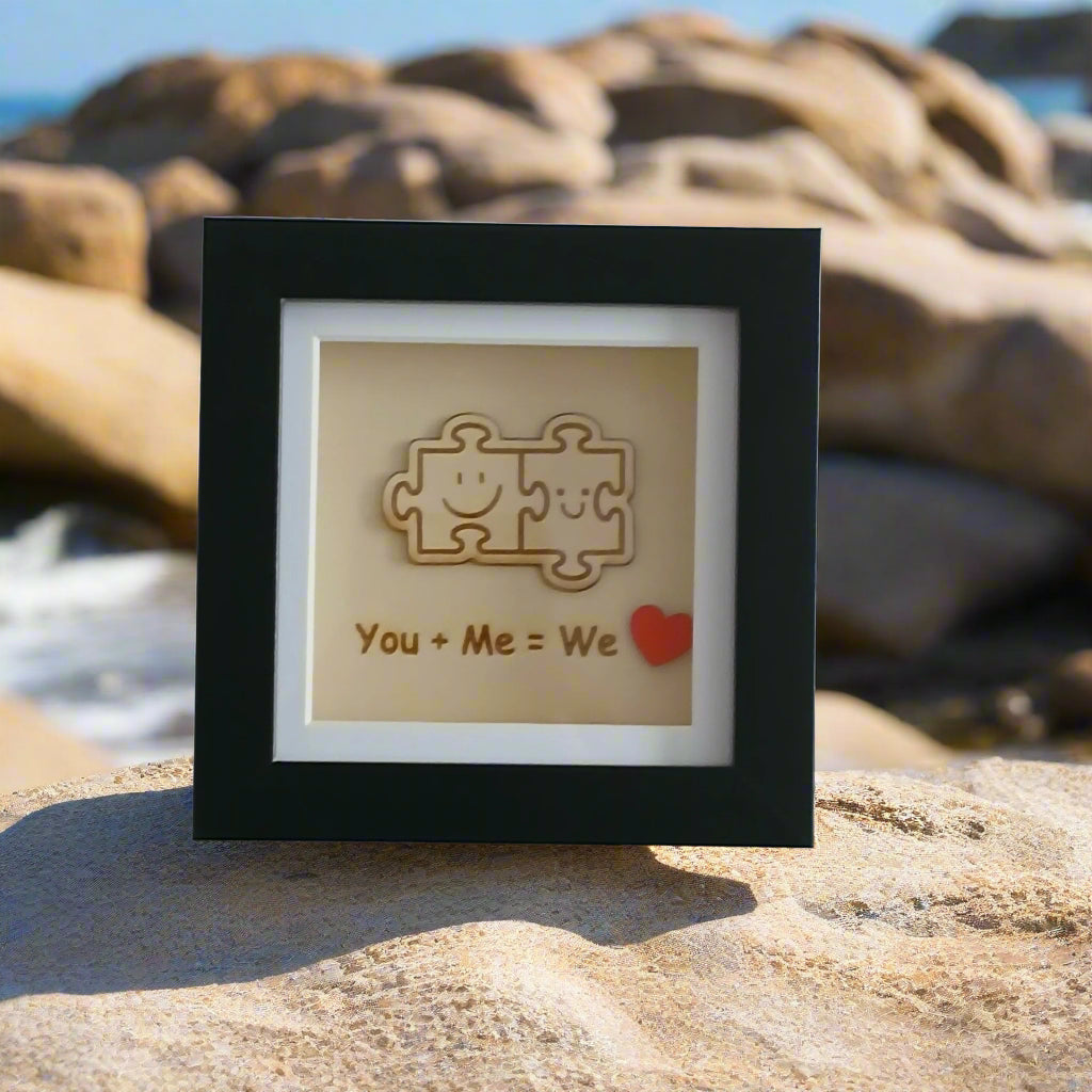 LOVE FITS US TOGETHER : YOU+ME=WE ARTWORK WOOD FRAME
