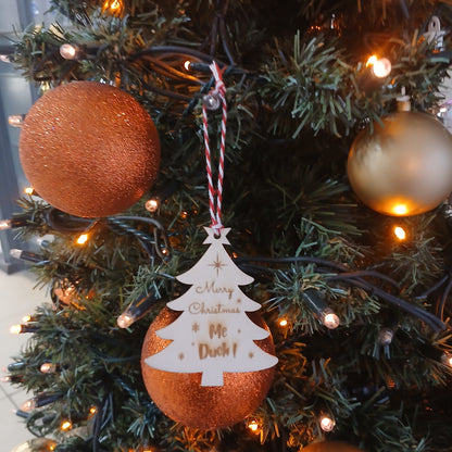 Merry Christmas Me Duck Wooden Christmas Tree Decoration