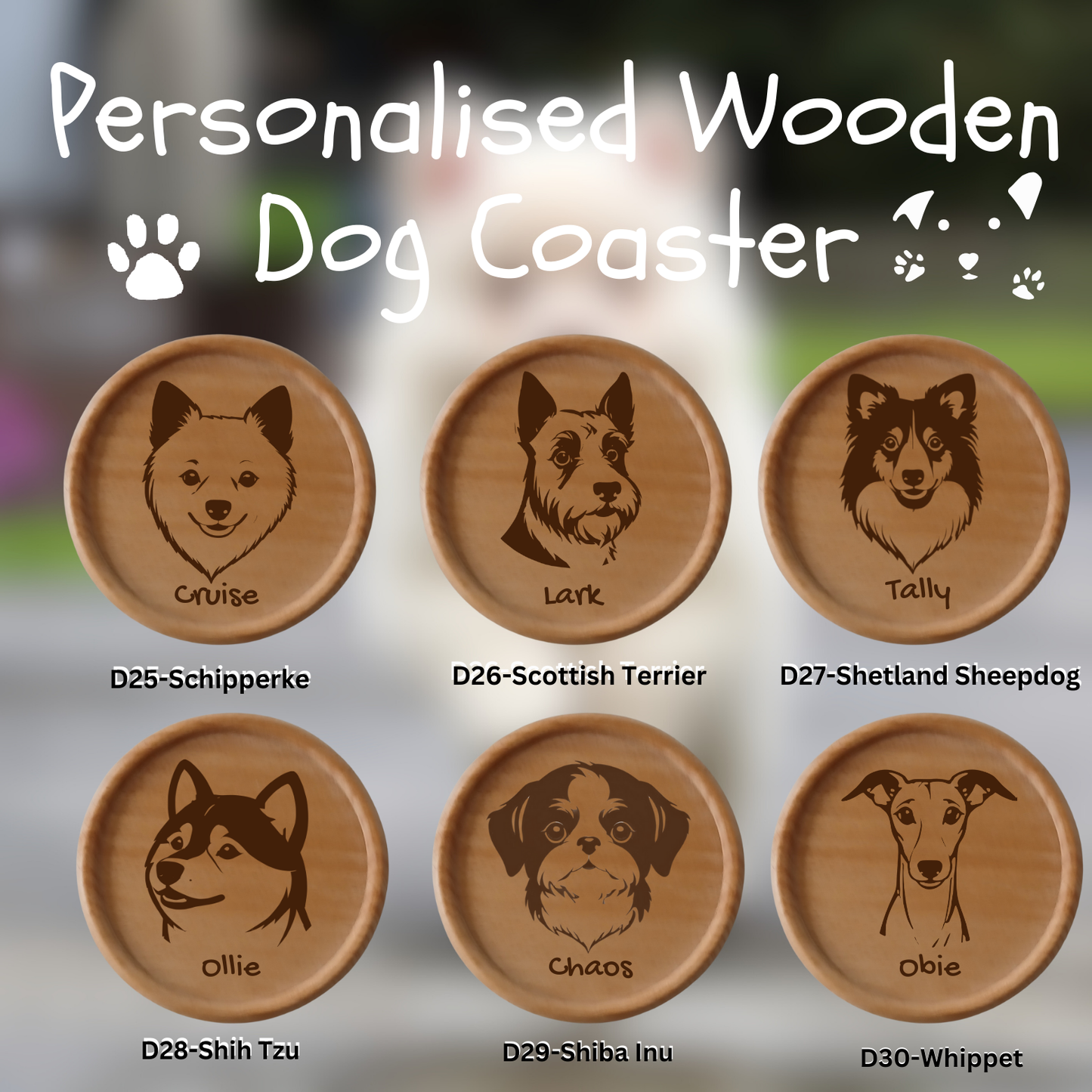 Personalised Wooden Dog Coaster