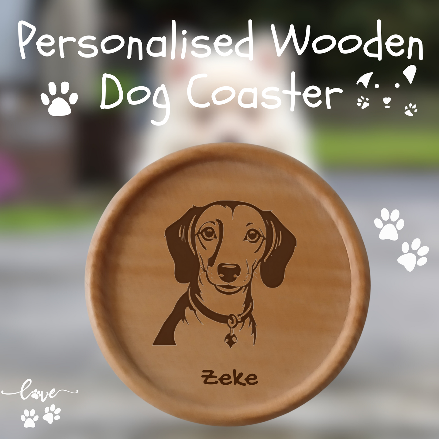 Personalised Wooden Dog Coaster