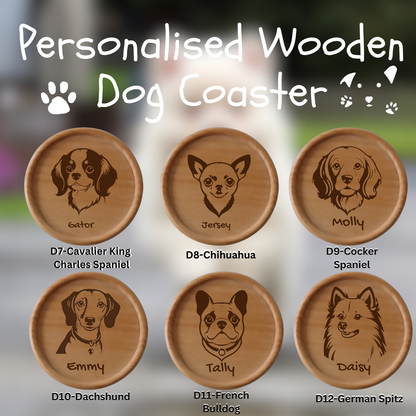 Personalised Wooden Dog Coaster