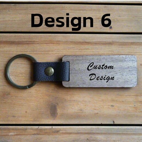 Personalised  Rectangular Key Ring with Leather Strap