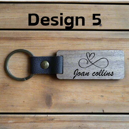 Personalised  Rectangular Key Ring with Leather Strap