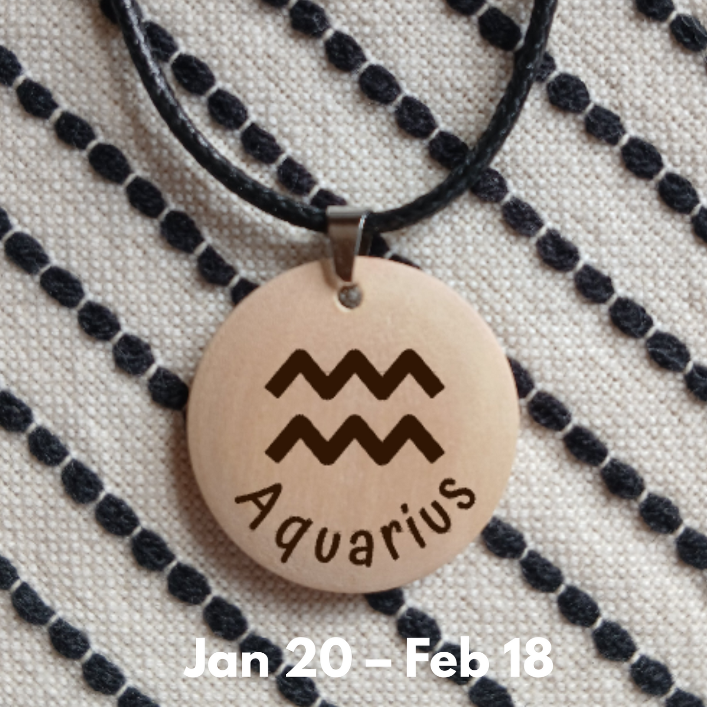 NECKLACE WITH WOODEN ENGRAVED PENDANT 12 HOROSCOPES