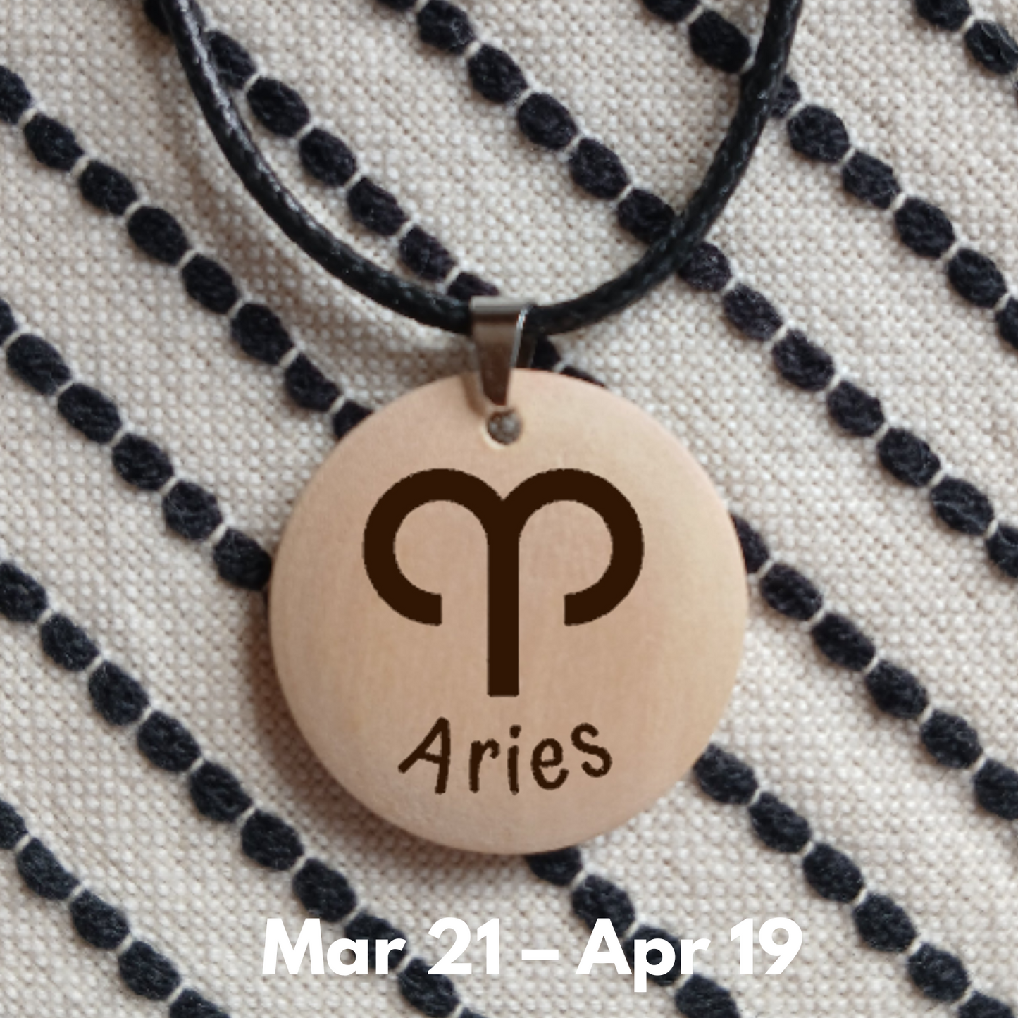 NECKLACE WITH WOODEN ENGRAVED PENDANT 12 HOROSCOPES