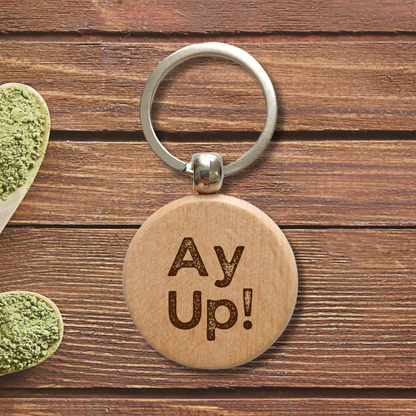 Yorkshire Slang Wooden Round Key Ring for Gifts and Souvenir