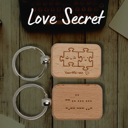 Personalised Love Secret Morse Code Key Ring : You + Me = WE