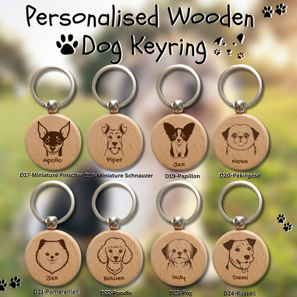 Personalised Wooden Dog Key Ring