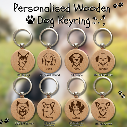 Personalised Wooden Dog Key Ring