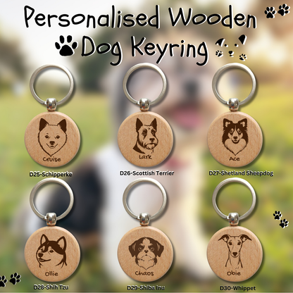 Personalised Wooden Dog Key Ring