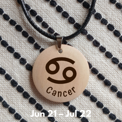 NECKLACE WITH WOODEN ENGRAVED PENDANT 12 HOROSCOPES
