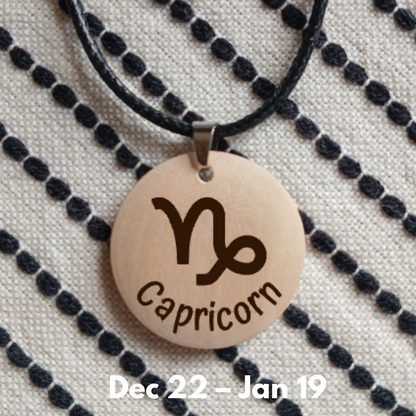 NECKLACE WITH WOODEN ENGRAVED PENDANT 12 HOROSCOPES