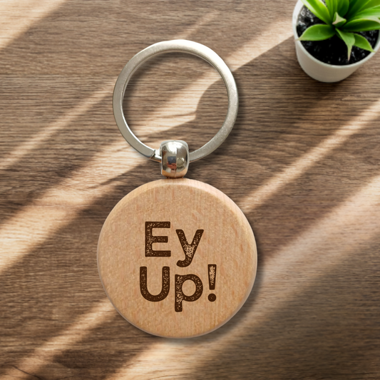 Yorkshire Slang Wooden Round Key Ring for Gifts and Souvenir