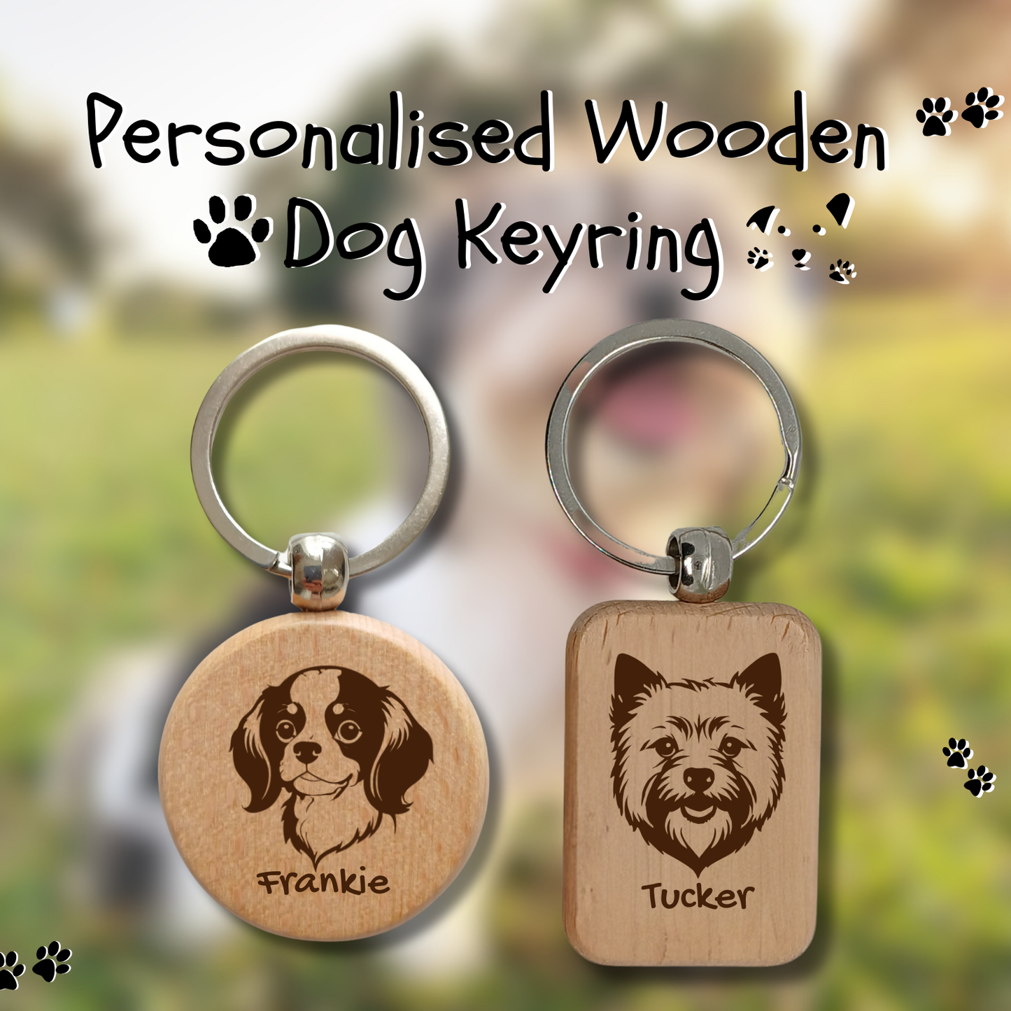 Personalised Wooden Dog Key Ring