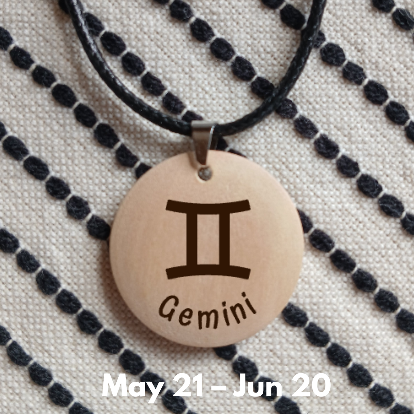 NECKLACE WITH WOODEN ENGRAVED PENDANT 12 HOROSCOPES