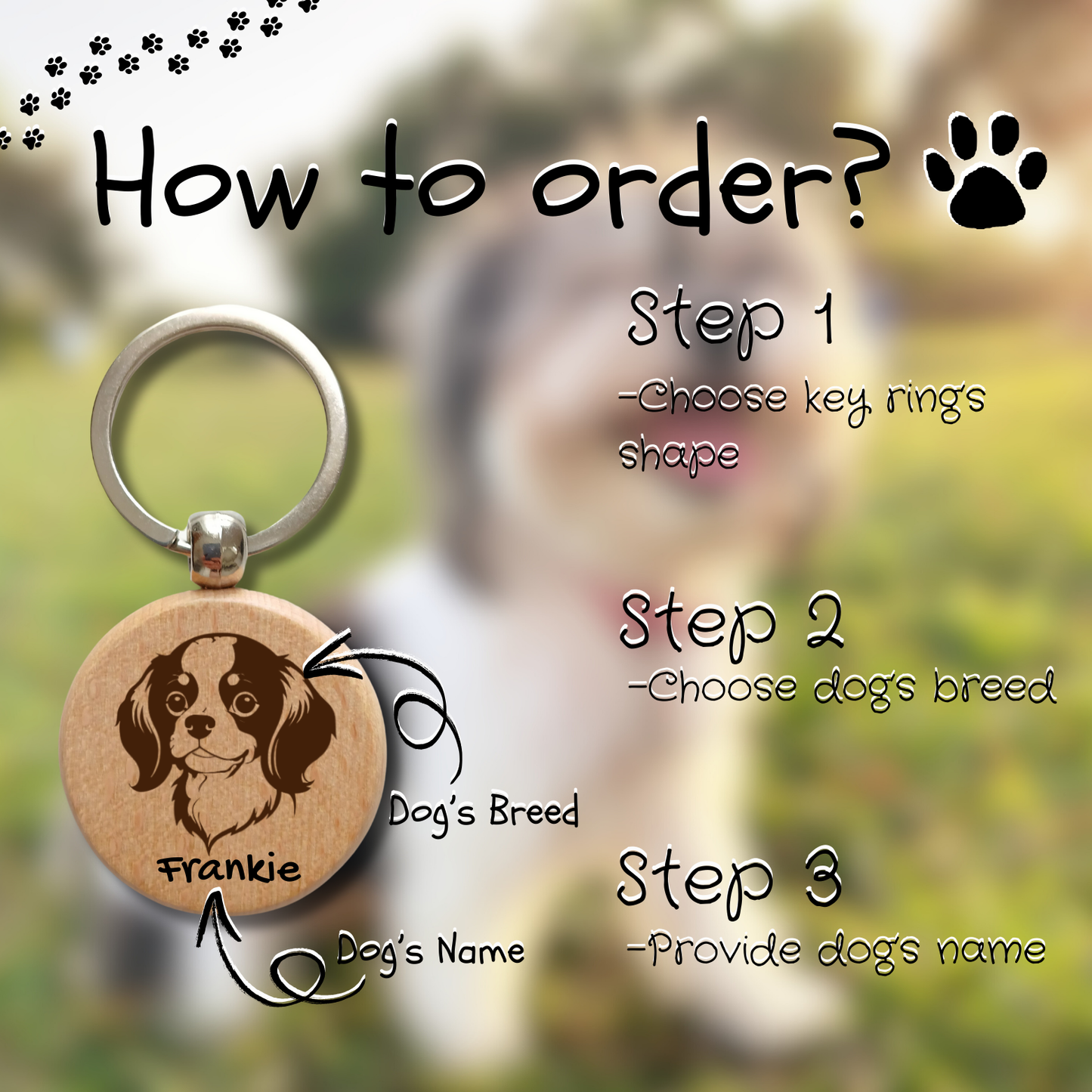 Personalised Wooden Dog Key Ring