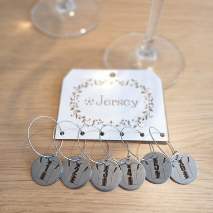 Wine Glass Identifier Set - "Black Striped Jersey" Series