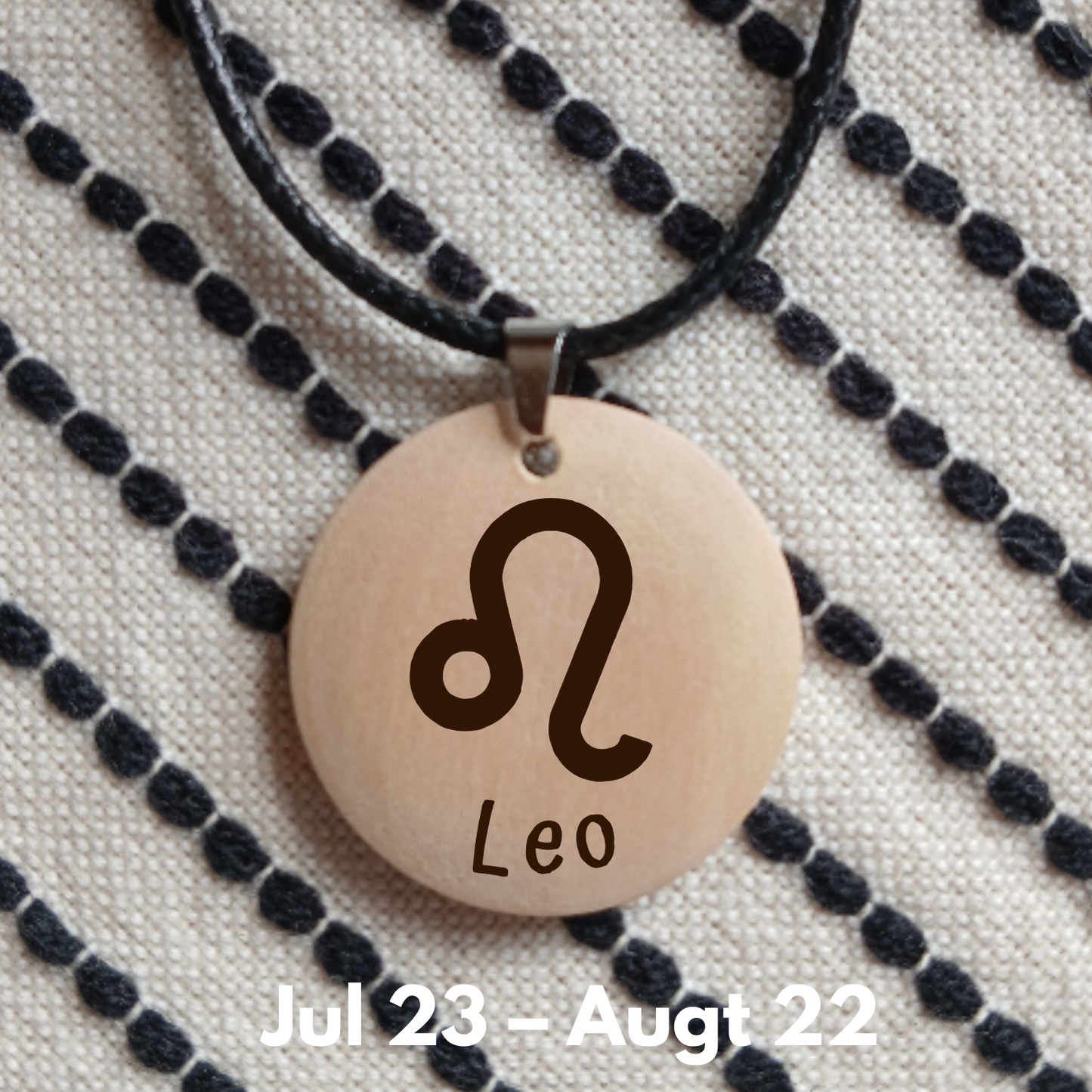 NECKLACE WITH WOODEN ENGRAVED PENDANT 12 HOROSCOPES