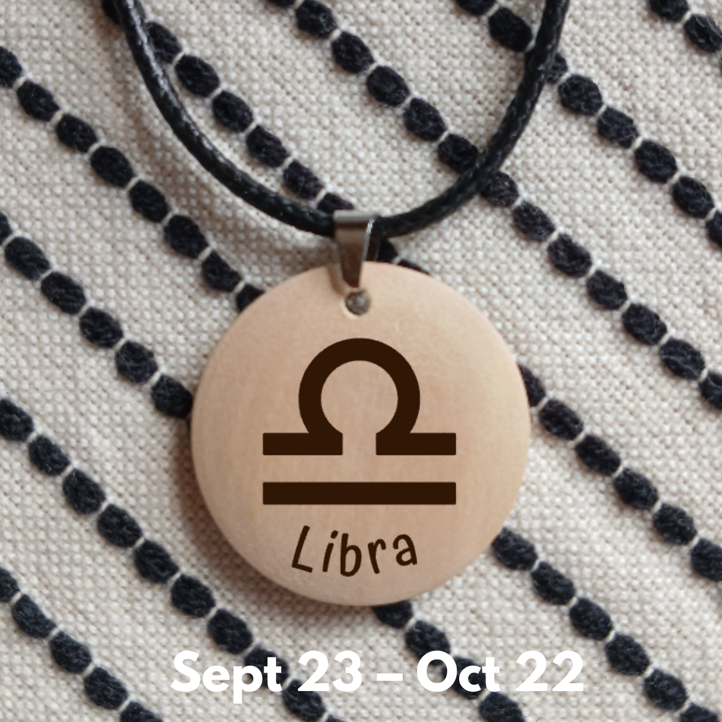 NECKLACE WITH WOODEN ENGRAVED PENDANT 12 HOROSCOPES
