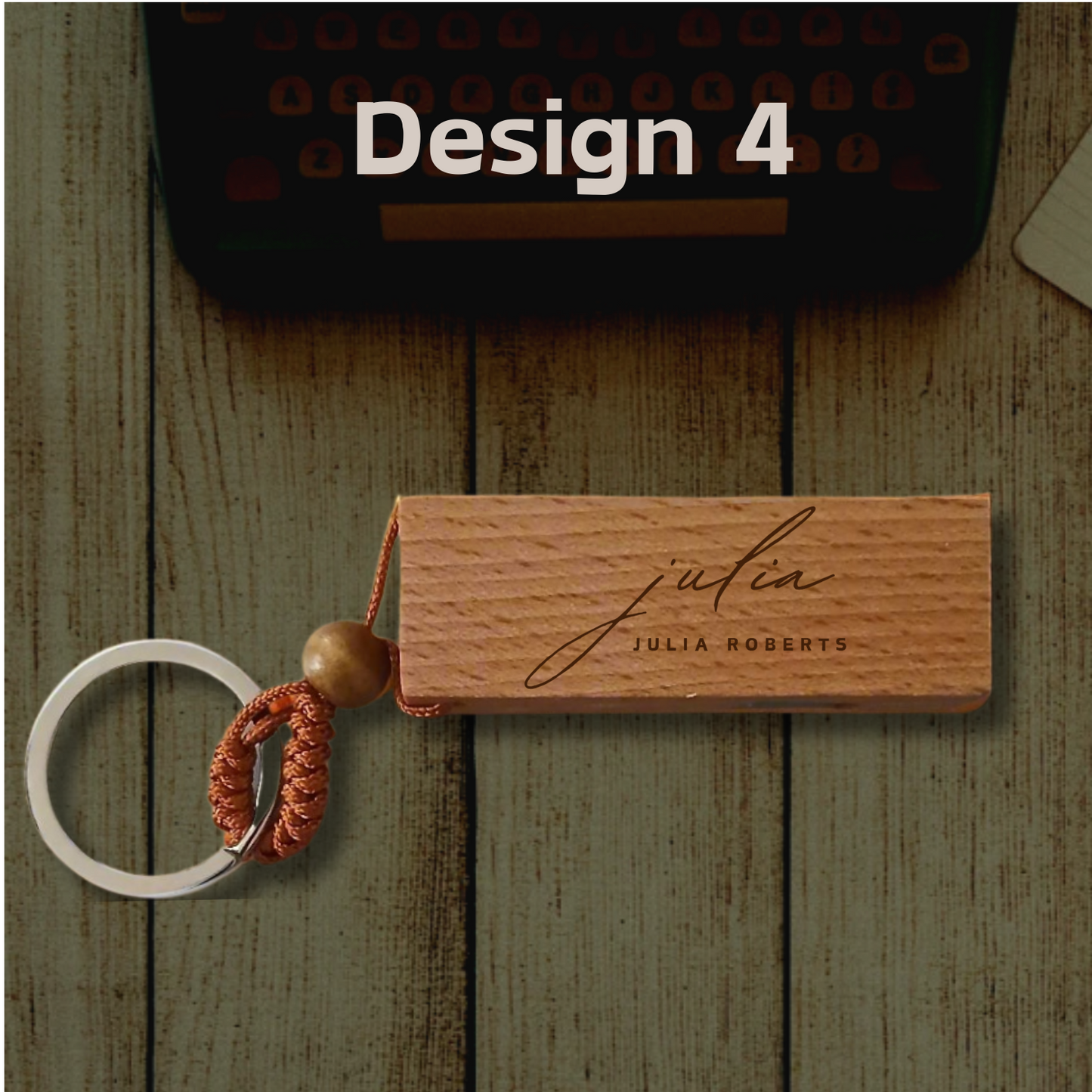 Personalised Mobile Phone Wooden Stand Holder with Key Ring