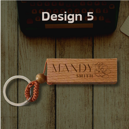 Personalised Mobile Phone Wooden Stand Holder with Key Ring