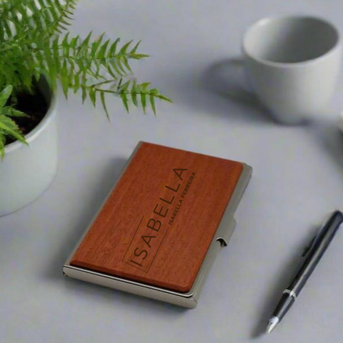 Personalised Wooden Business Card Box