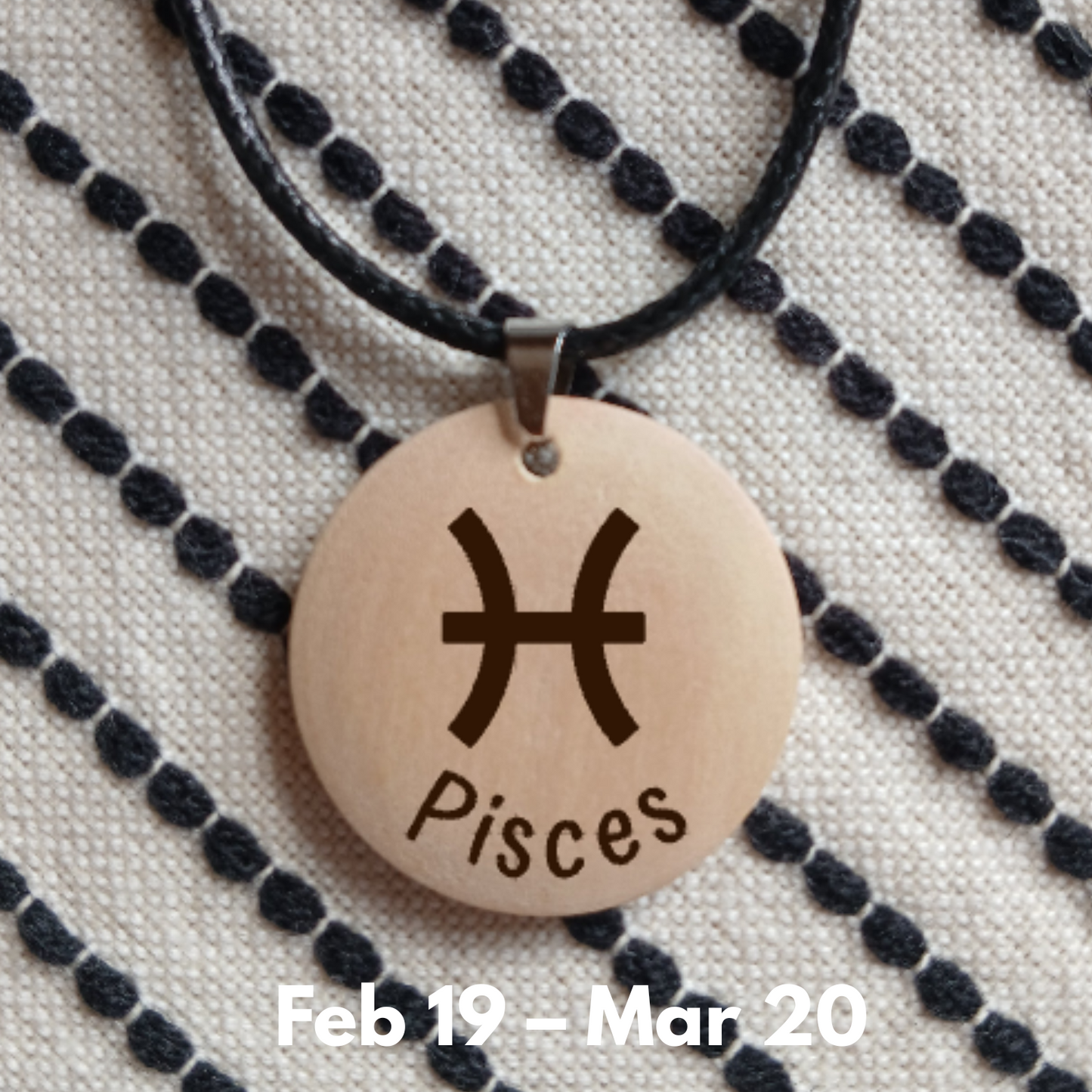 NECKLACE WITH WOODEN ENGRAVED PENDANT 12 HOROSCOPES