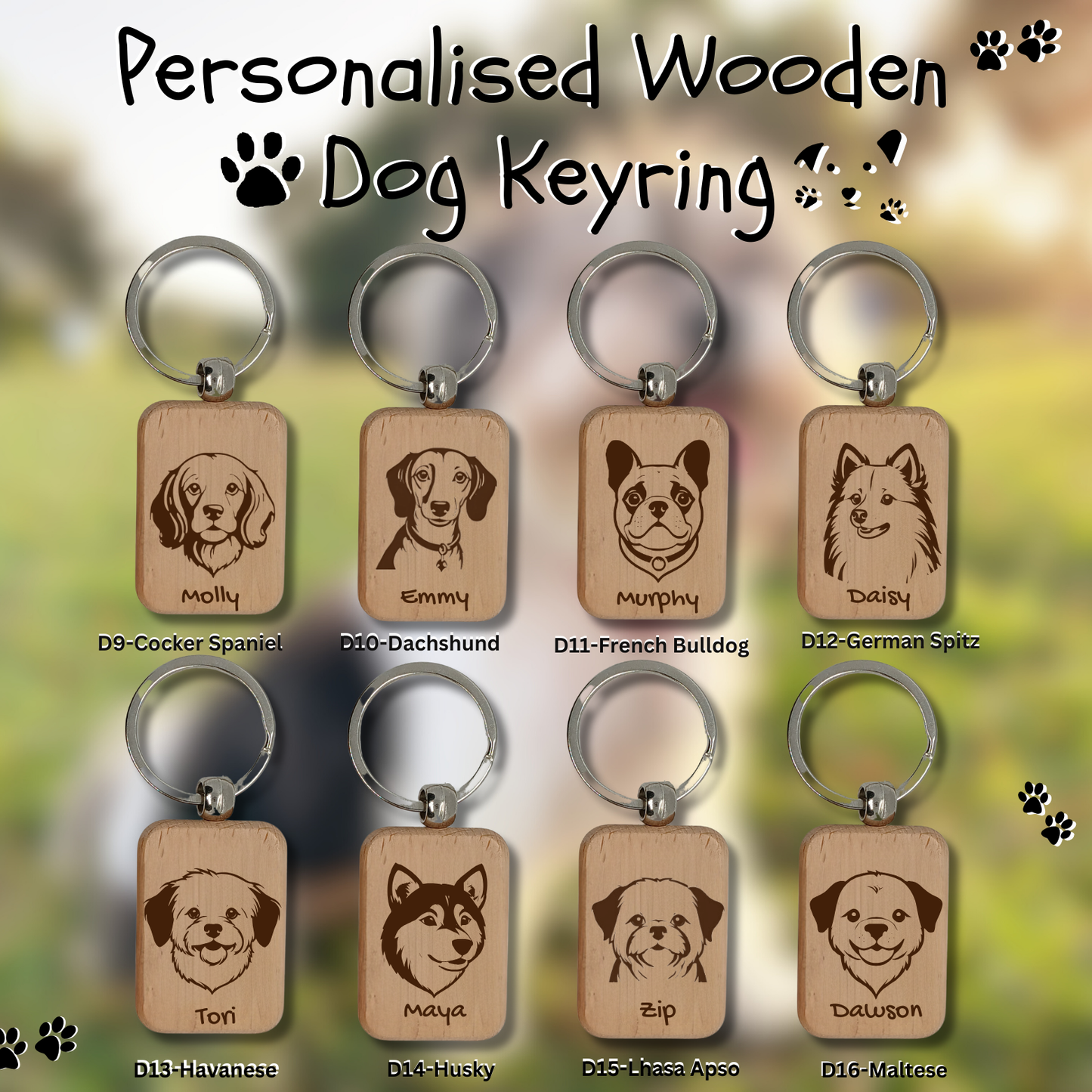 Personalised Wooden Dog Key Ring