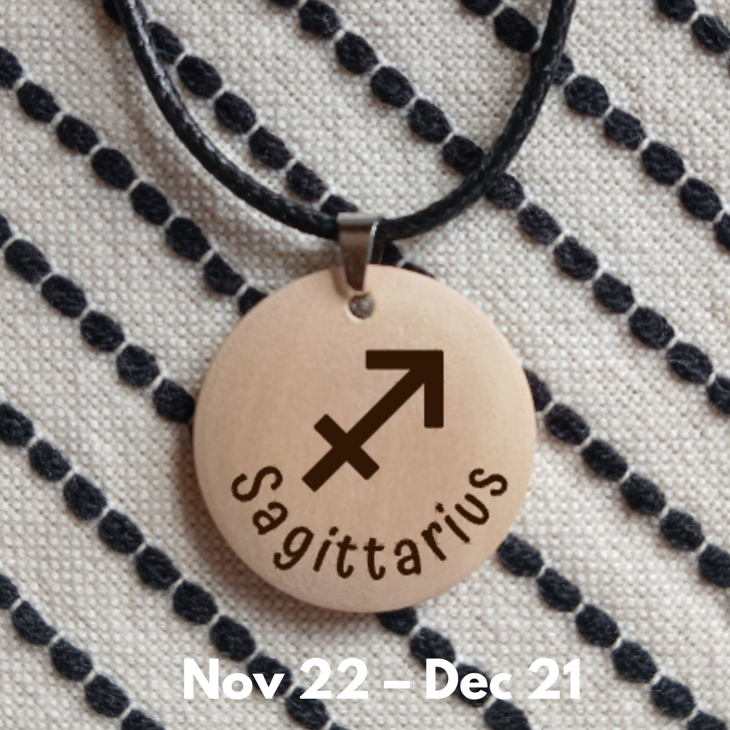 NECKLACE WITH WOODEN ENGRAVED PENDANT 12 HOROSCOPES