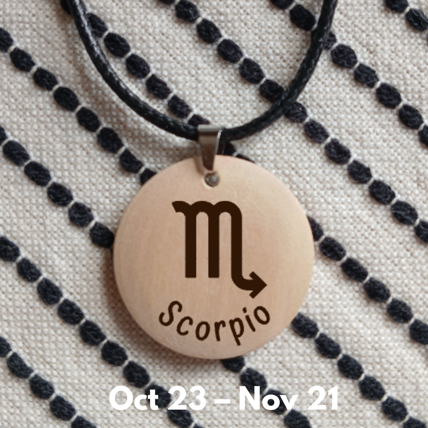 NECKLACE WITH WOODEN ENGRAVED PENDANT 12 HOROSCOPES