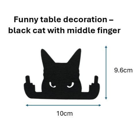 Black Cat with Middle Finger Funny Table or Window Decoration