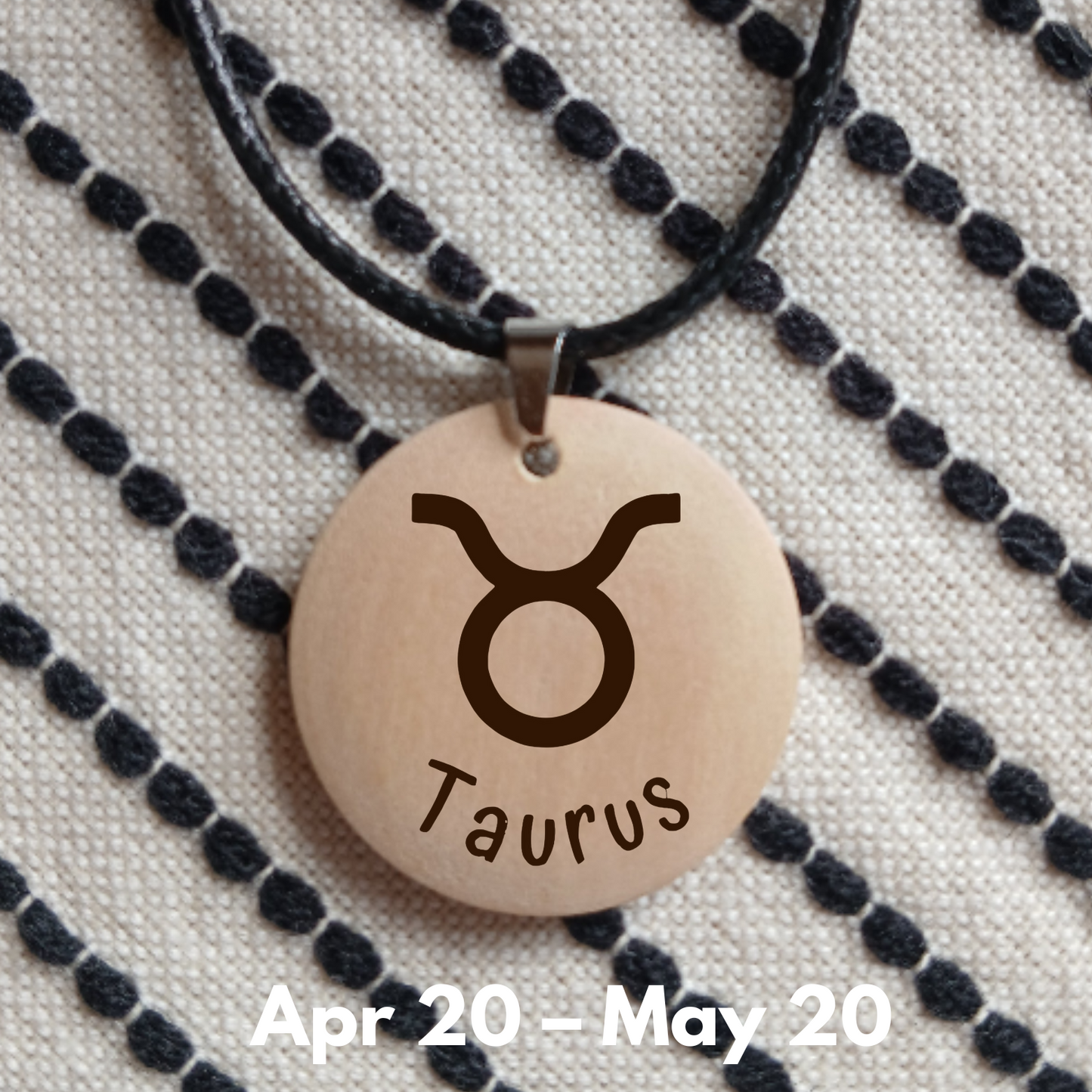 NECKLACE WITH WOODEN ENGRAVED PENDANT 12 HOROSCOPES