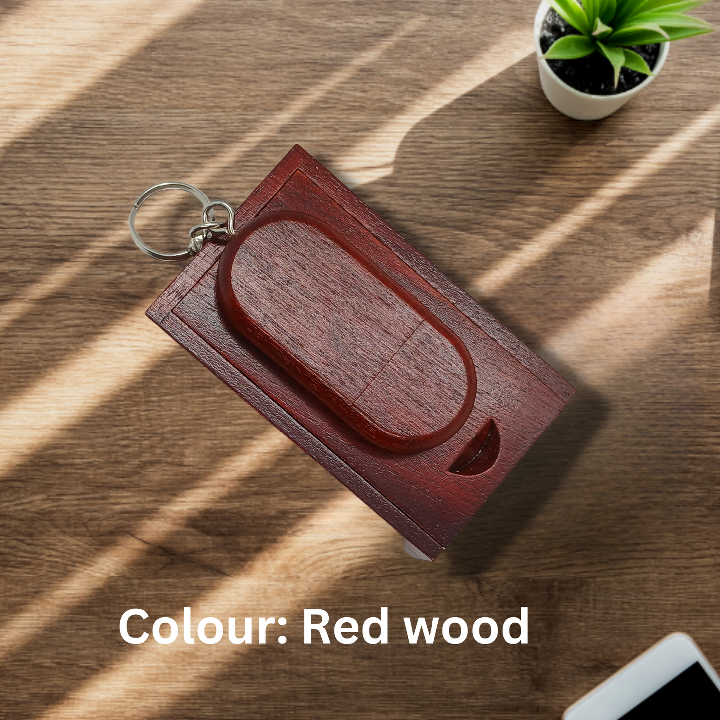 Personalised wooden USB Memory Stick Key Ring with box