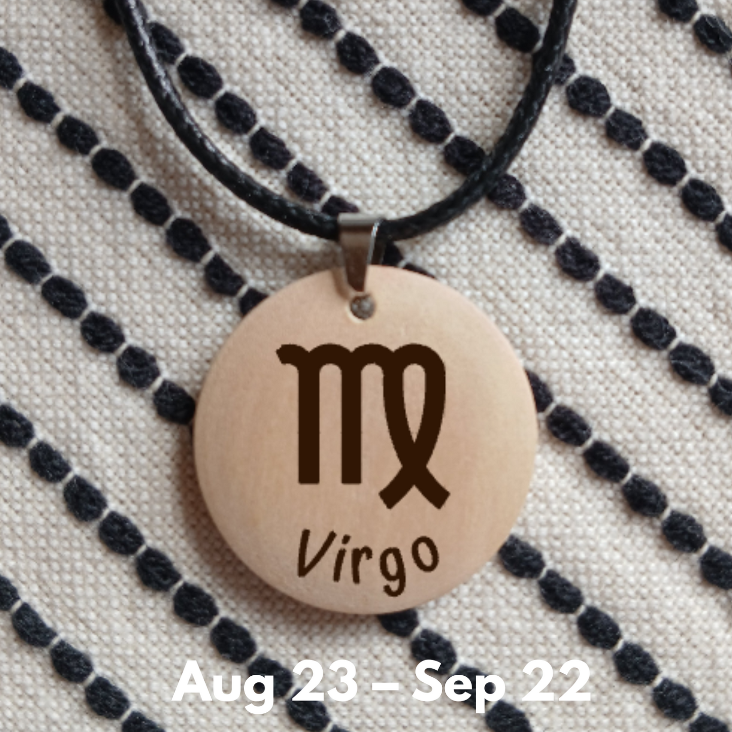 NECKLACE WITH WOODEN ENGRAVED PENDANT 12 HOROSCOPES