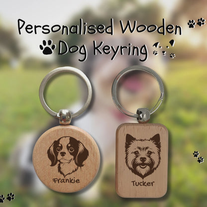 Personalised Wooden Dog Key Ring