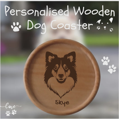 Personalised Wooden Dog Coaster